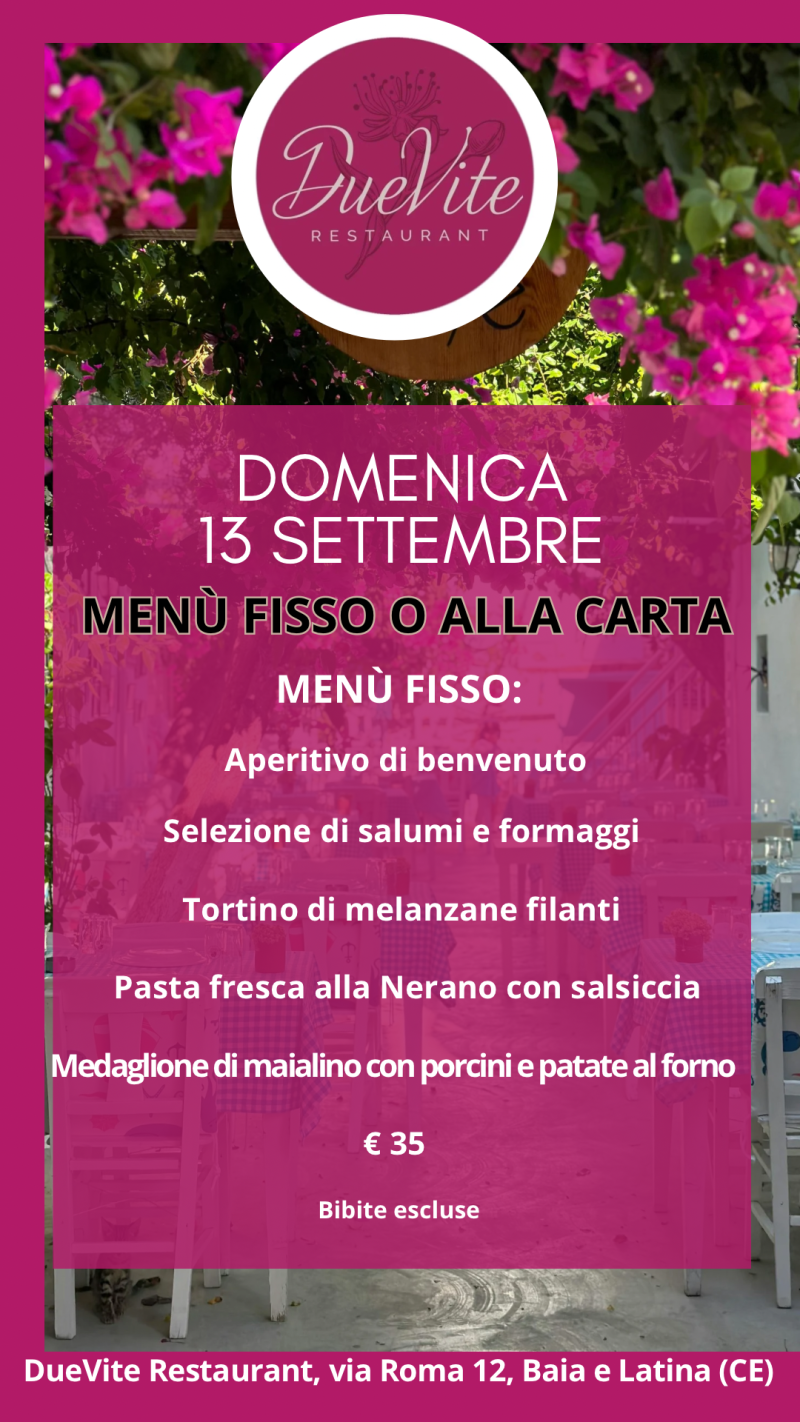 Menù Domenica 13 Settembre