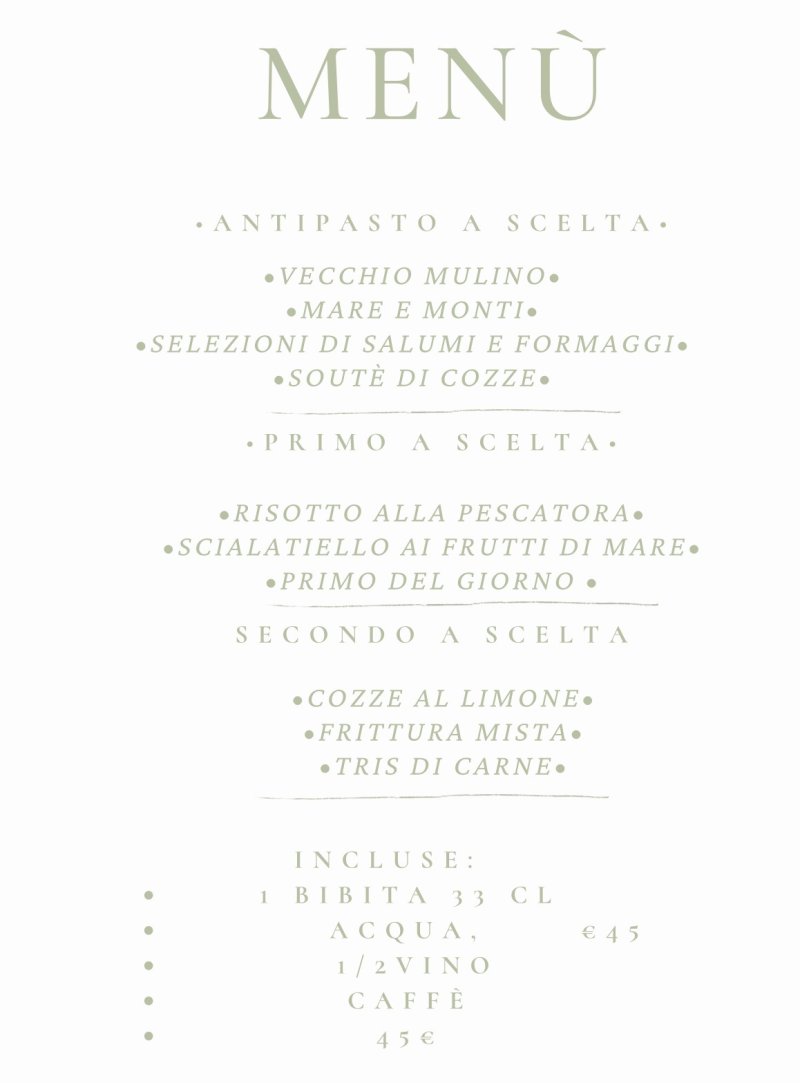 MENÙ FISSO È ALTRE INFO